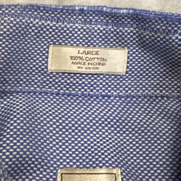 Peter Millar Shirt Mens L Blue Nanoluxe Easy Care Button Down Casual Cotton READ - Picture 5 of 12